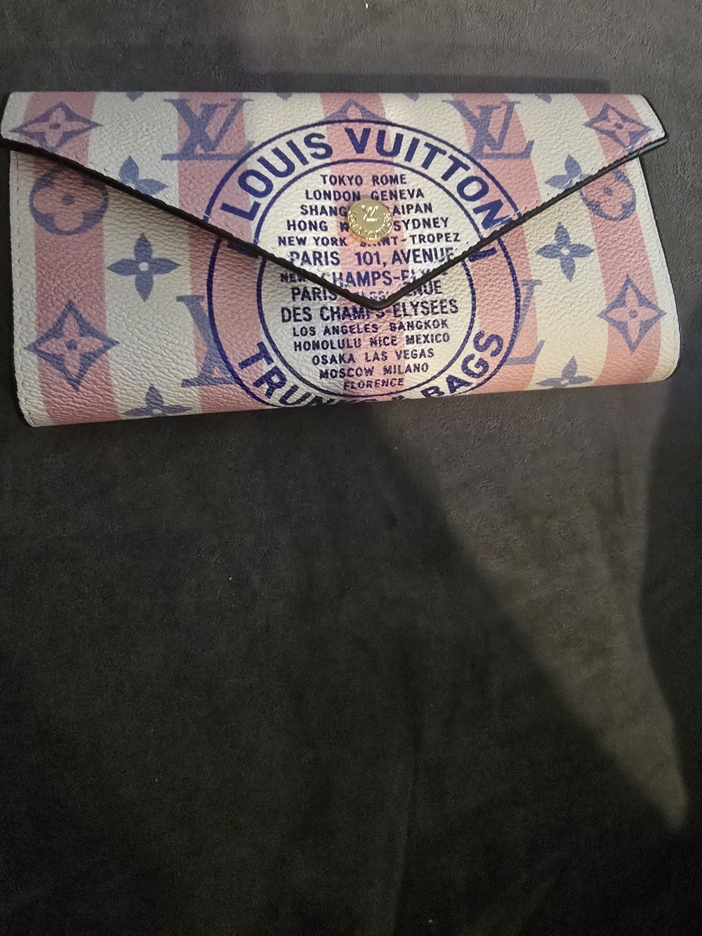 Pink and Blue Monogram Envelope Wallet